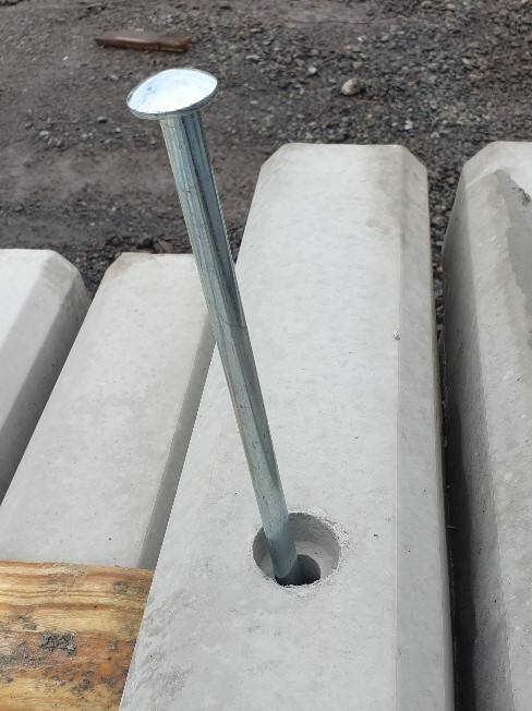 Durawall concrete wheelstops with fixing spike