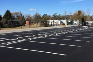 Durawall concrete wheel stops installed in Braemer parking lot