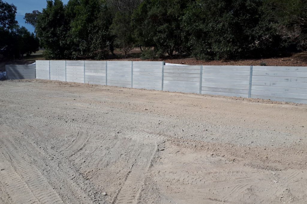 Durawall retaining wall 2.4m structural sleepers at Bahrs Scrub