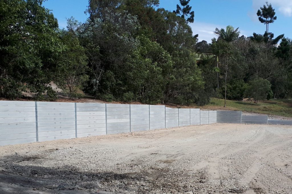 Durawall retaining wall 2.4m structural sleepers at Bahrs Scrub