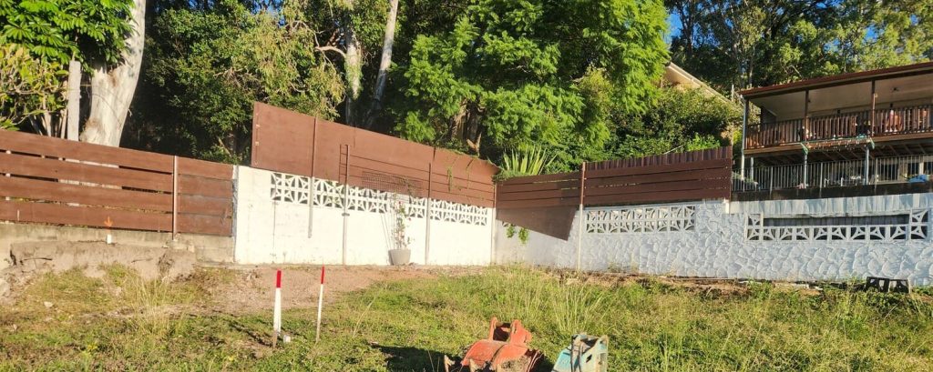 Durawall concrete retaining wall in Tarragindi before photo