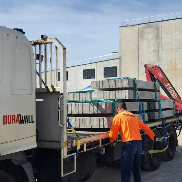 Durawall crane truck loading sleepers